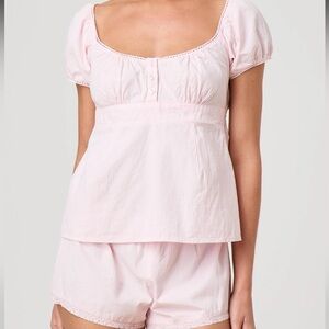 Picot babydoll top and shorts set